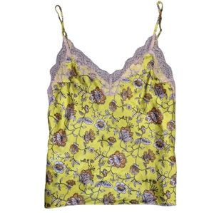 (2/$25) Victoria's Secret satin lace camisole top yellow florals